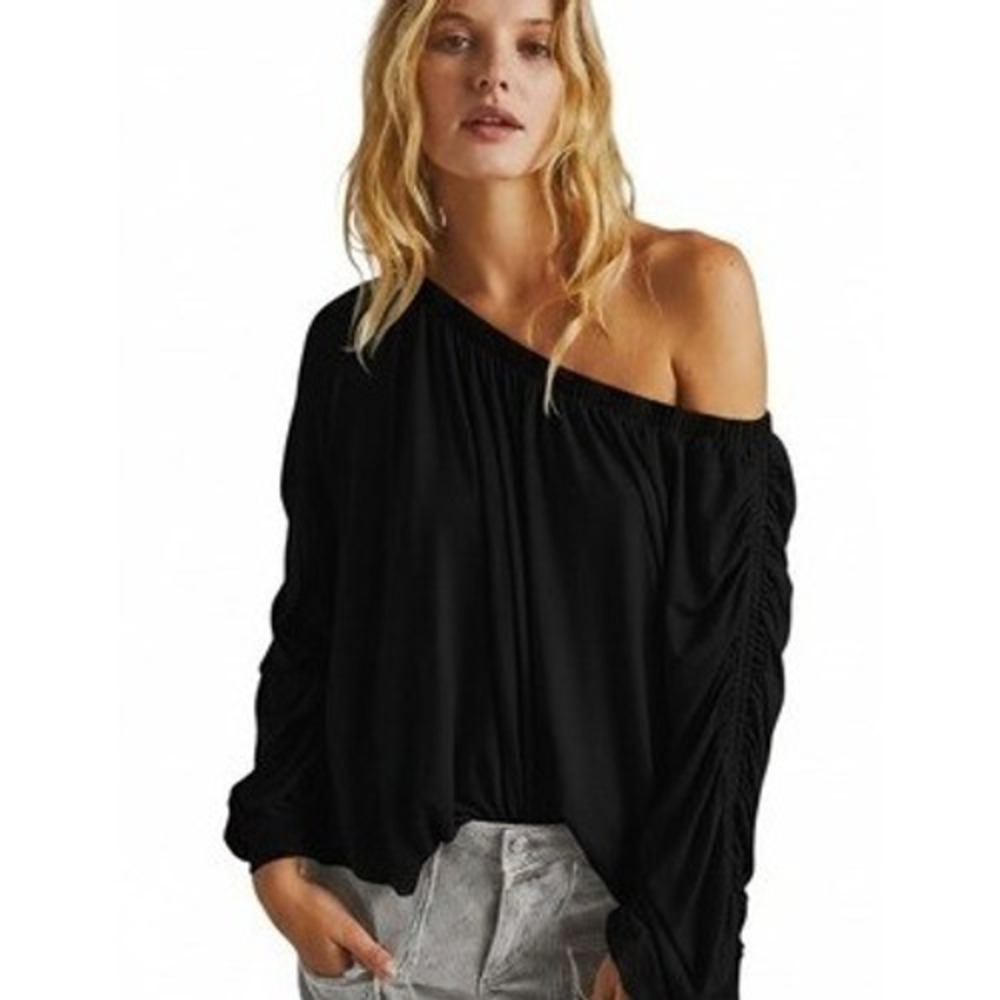 Free People Whimsigoth Fairygrunge Ruched Sleeve Oversized Womens size Small Top